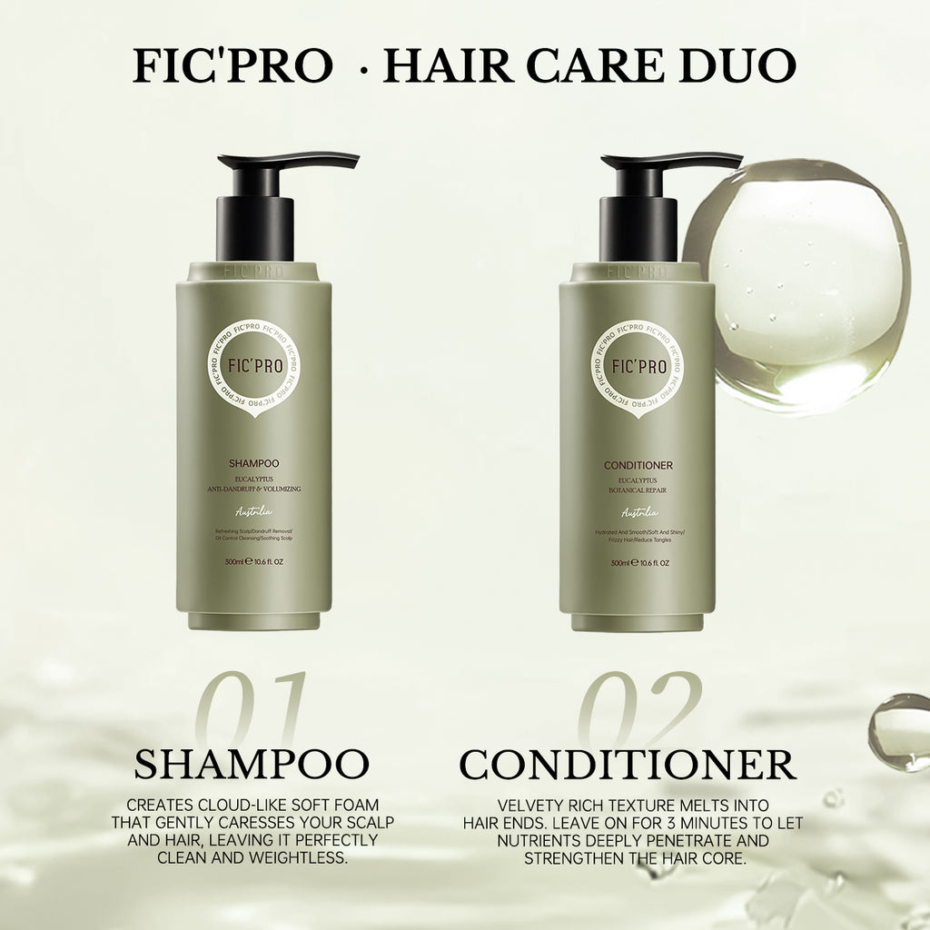 FIC'PRO Eucalyptus Shampoo and Conditioner duo for a complete botanical hair repair routine