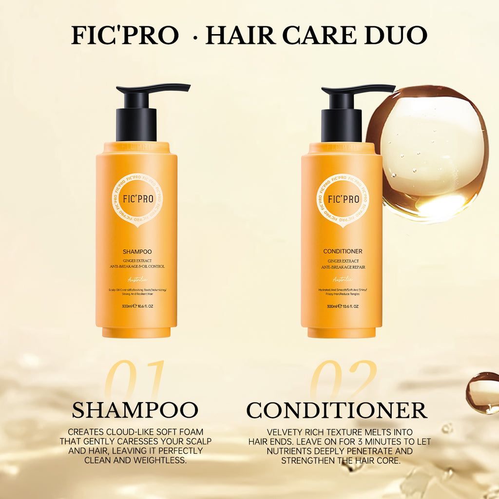 FIC’PRO ginger shampoo and conditioner duo for anti-breakage repair and smooth hair care