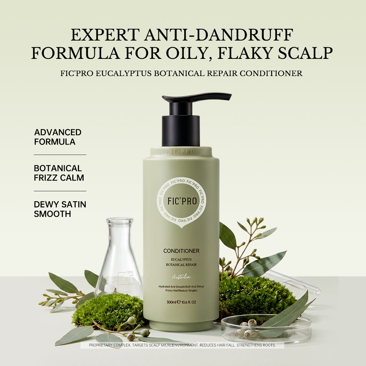 FIC'PRO Australian Blue Gum Eucalyptus Botanical Conditioner - Professional Repair & Frizz Control for Dry Damaged Hair