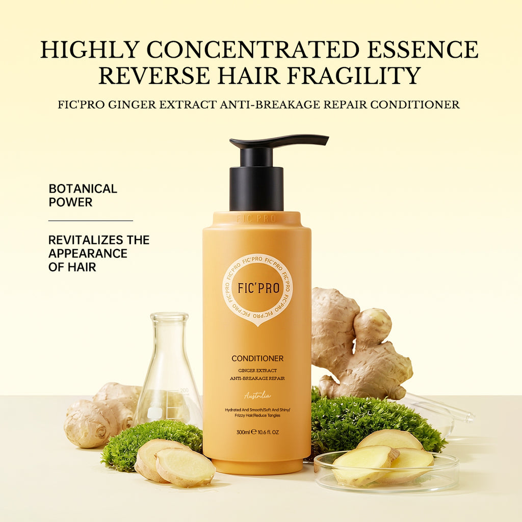 FIC’PRO ginger extract anti-breakage repair conditioner bottle with ginger ingredients for damaged and fragile hair