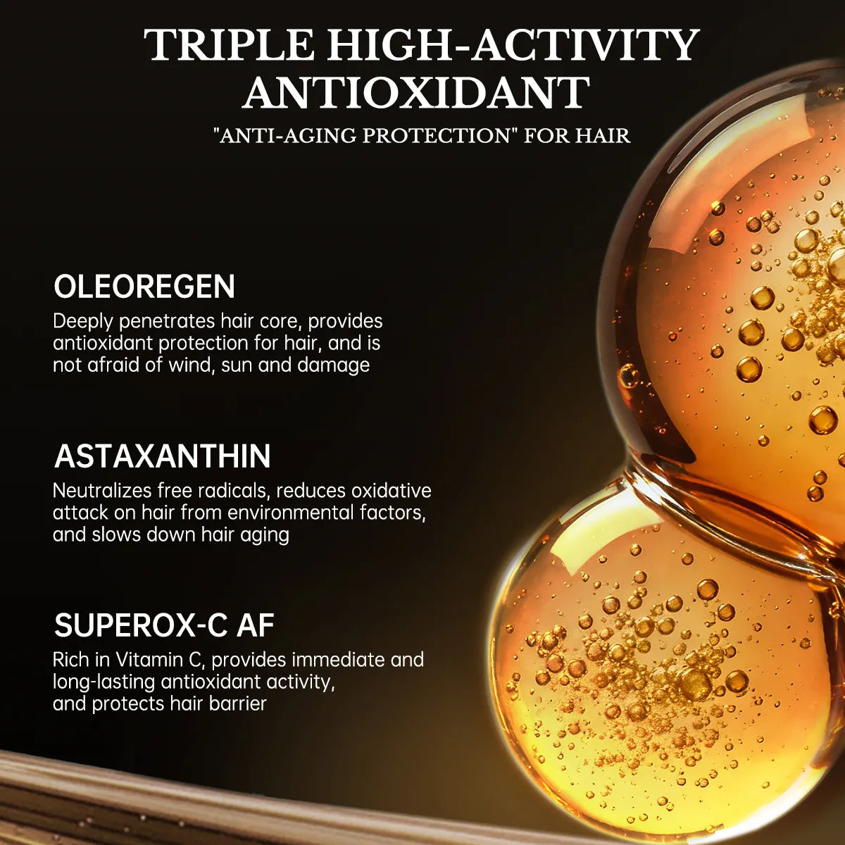 antioxidant hair oil protection astaxanthin vitamin c hair repair treatment anti aging hair serum
