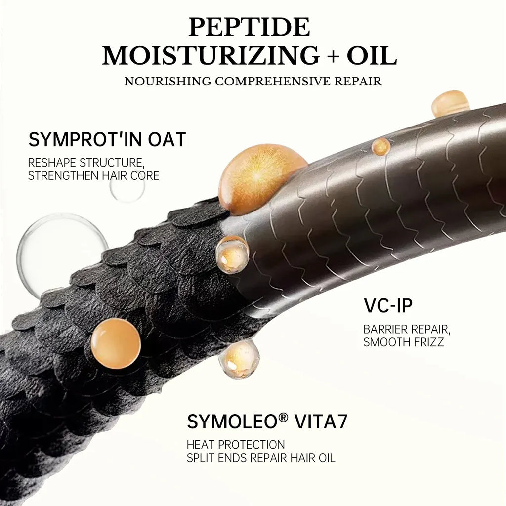 peptide hair oil repair split ends smooth frizz strengthen hair core heat protection serum