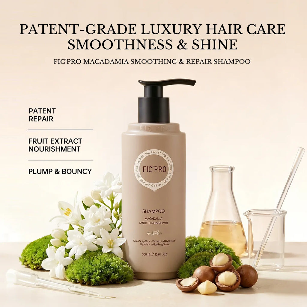 FIC'PRO Australian Macadamia Smooth Repair Set - 100H Long-Lasting Shine & Professional Damage Repair for Frizzy Hair